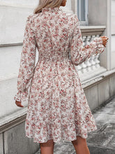 Ruffle Hem Floral Surplice Long Sleeve Dress OutfitFlow